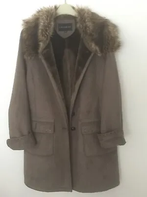  Centigrade  ~ Suede Look Coat With Fur Collar ~  Excellent Condition. • £19.50