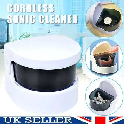 Compact Cordless Sonic Cleaner Ultrasonic Cleaner Bath Cordless Denture Cleaning • £8.79