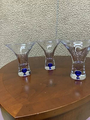 Ciroc Vodka Tapered Cocktail Martini Cosmo Glasses Blue Speckled Ball Base 8 Oz • $44.60