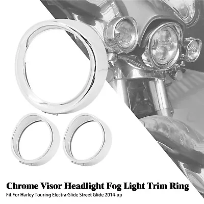 Chrome 7'' Headlight + 4.5  Auxiliary Light Lamp Trim Ring Bezel Visor Cover • $45.89