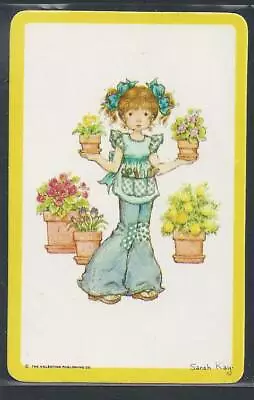 #920.338 Blank Back Swap Card -MINT- GENUINE Sarah Kay Girl In Jeans With Plants • $2