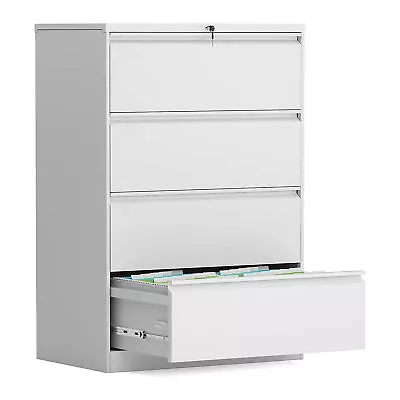 AOBABO 4 Drawer Lateral File Cabinet W/ Lock For Office & Home Use White (Used) • $133.99