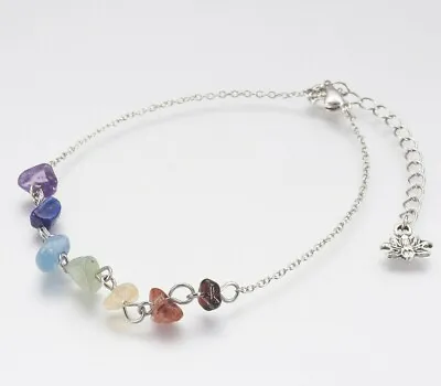 £3.89 • Buy 7 Chakra Ankle Bracelet Anklet Crystal Jewellery Rainbow Healing Anxiety Reiki