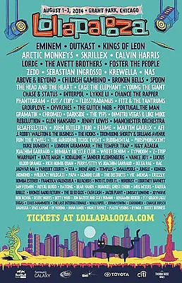 LOLLAPALOOZA CHICAGO 2014 CONCERT POSTER-Eminem Outkast Kings Of LeonSkrillex • $19.19