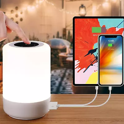 Bedside Lamp With 4 USB Charging Ports Dimmable RGB Touch Desk Lamp Led Bedsid • $46.86