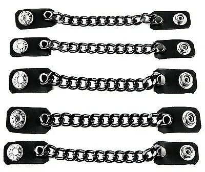 Vest Extender 1 Row Black Chain Biker MC Jacket Motorcycle Snap-5pc • $22.99