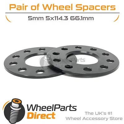Wheel Spacers (2) Black 5x114.3 66.1 5mm For Nissan 200SX S13 (5 Stud) Mk3 89-94 • $24.88