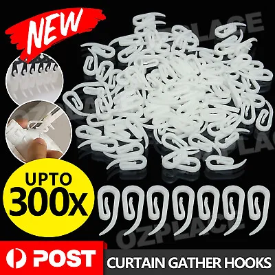 Up 300x Nylon Curtain Gather Hooks Pencil Pleat Lace Boat Caravan Camper Plastic • $5.85