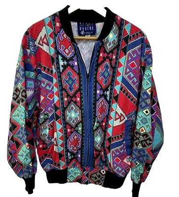 Vintage Aztec Southwest 90's Cotton Bomber Jacket Size M Kenny Rogers American • $39.99