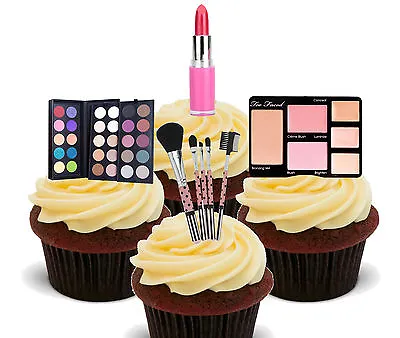 Make-Up Cosmetics Edible Cup Cake Toppers Standup Bun Fairy Decorations Female • £2.99