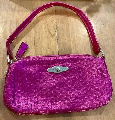 Auth Vtg Ellliot Lucca Hot Pink Metallic Look Woven Leather Boho Purse Handbag • $48