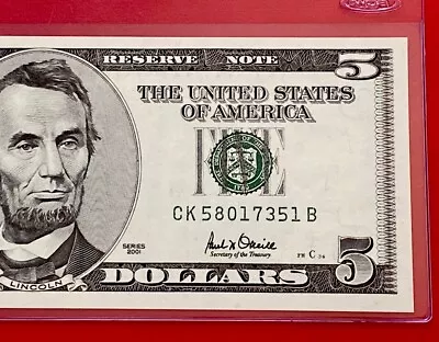 2001 $5 Dollar Bill ( DALLAS K ) UNCIRCULATED • $19.50