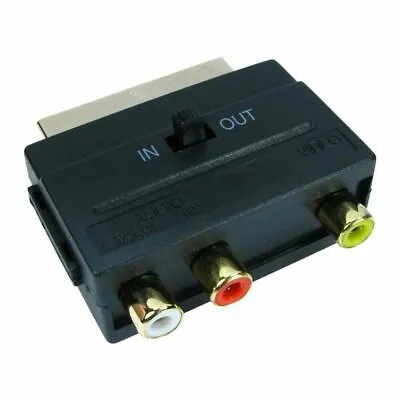 Switchable 3 RCA Phono To Scart Adapter Block For Games Console AV Cables • £4.42