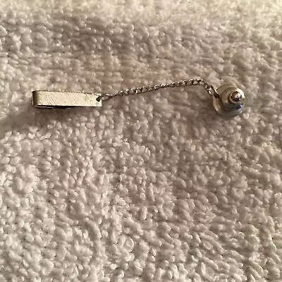 Vintage Sterling Silver Tie Tac On Chain With Mini Tie Clip • $18.99