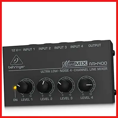 £28.45 • Buy Mixer Behringer Mx400 Micromix Low Noise 4 Channel Mono Line Audio Keyboard New