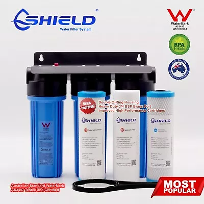 $139.95 • Buy Triple Whole House Water Filter System 10  X 2.5   3 Stages Brass Port WaterMark