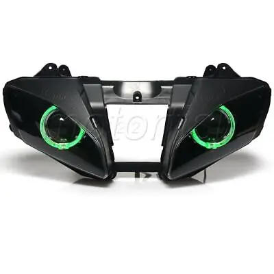 $319.99 • Buy Assembled Projector Headlight Green Halo Rings Fits For Yamaha YZF-R6 2006-2007