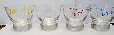 VTG Eva Zeisel Mid Century  Lo Ball  Whiskey Glasses Set 4 RedBlueWhiteYellow • $20