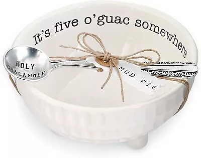 New Mud Pie  'It's Five O'Guac  Somewhere” Footed Bowl Guacamole Avocado Dip • $12.87