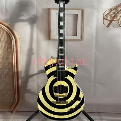 Yellow Black Zakk Wylde LP Custom Bullseye Electric Guitar Gold Hardware • $259