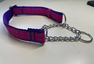 Martingale Half Check Choke Chain Adjustable Dog Collar Purple Triangles  • £7.15