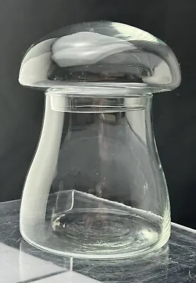 Vintage Libbey Crystal Creations Clear Glass Mushroom Terrarium 6” Jar • $33