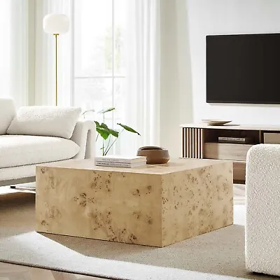 Modway Cosmos 36  Square Burl Wood Coffee Table For Living Room • $395.50