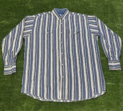 Wrangler Western Shirt Pearl Snap Long Sleeve  Men's Blue Striped - No Size • $19.99