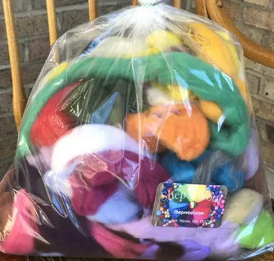 1 LB BAG Wool Roving Color Sampler Spinning Wool Felting Wool- OVER 30 Colors! • $25.47