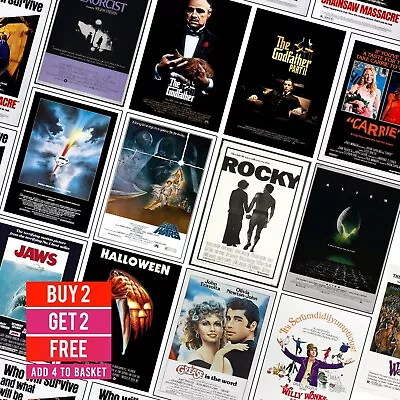 Classic Movie Film Posters Retro Movie Wall Art 70s Cinema Film Print A5-A3 • £9.99