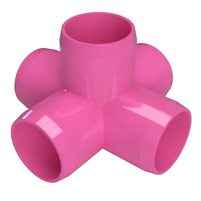 1/2  5-Way PVC Cross Fitting Pink (10-PK) FORMUFIT Furniture Grade USA Made • $34.99