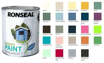 🎨Ronseal Outdoor Garden Paint 750ML Exterior Wood Metal Stone Brick-All Colours • £9.95