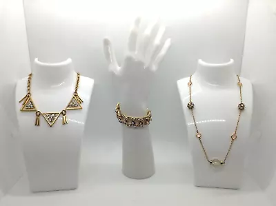 J Crew Gold Tone Clear Rhinestone Necklaces (2) Bracelet • $9.99