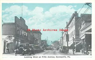 PA Coraopolis Pennsylvania Fifth Avenue Looking West Auburn Postcard Pub • $4.99