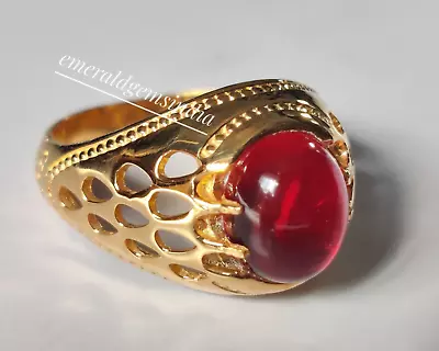 Natural Ruby Men Ring Solid 14Kt Gold Ring Gemstone Ring Handmade Ring For Him • $1199.58