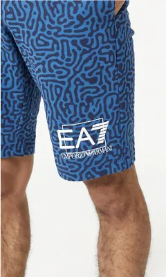 Men’s EA7 EMPORIO ARMANI Bermuda Shorts Navy Gecko Size Extra Large #L5 • £45