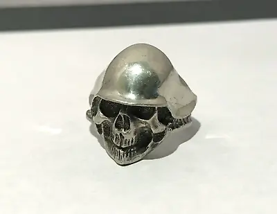 Vintage Pewter Biker Ring - 11.5 - Skull With Motorcycle Helmet Ring • $32.65