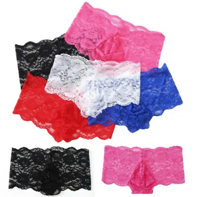 $5.99 • Buy Men's Sissy Floral Lace Panties Bulge Pouch Bikini Briefs G-string Underwear