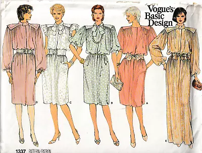 Vogue Basic Design 1337 C1980's Misses Dress Size 10 FF • $9.88