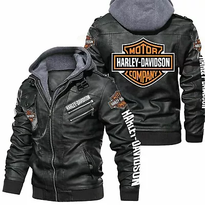 Harley-Davidson Removable Hoodie Jacket Motorcycle Riding Genuine Cowhide Jacket • $59.60