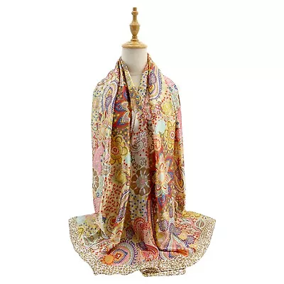 New Women's Fashion Soft Silk Mix Vibrant Scarf Paisley Print Ladies Neck Wrap • £6.99