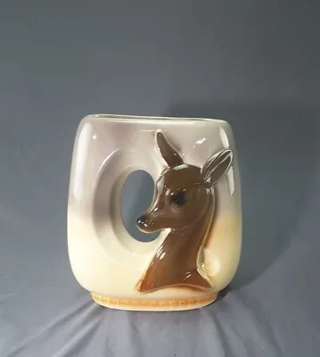 Vintage Mid-Century Deer Fawn Vase /Planter ~ Unique Ceramic Form & Colors • $27.88