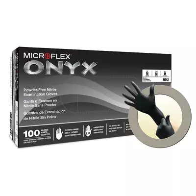 Microflex N642-CASE Onyx Med Disposable Nitrile Black Medical Gloves - 1000pk • $103.19