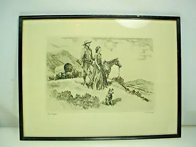 Vintage R.h. Palenske Etching Print New Horizons Western Wagon Trail Signed • $57.40