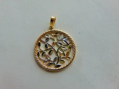 Gold Pendant 9 Carat Yellow & White Leaves Diamond Cut • $201.48