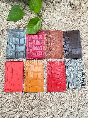 Red Black Crocodile Leather Credit Card Holder WalletClutch Money Clip Card Case • $55