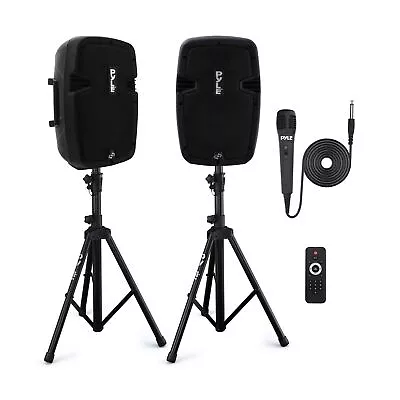 Pyle Powered PA Speaker System Active & Passive Bluetooth Loudspeakers Kit Wi... • $178.59
