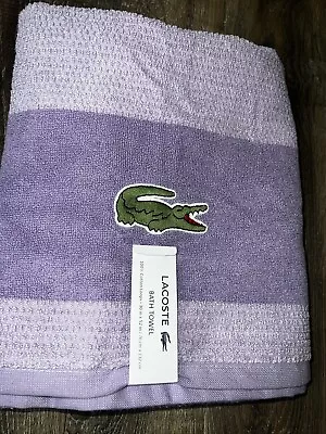 Lacoste ~ Purple Bath Towel 100% Cotton 30  X 52  Big Crocodile Logo (B) • £27.90