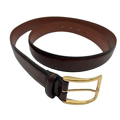 Johnston Murphy Leather Belt Burgundy Men’s 44 Style 75-6401 Gold Buckle  • $24.95