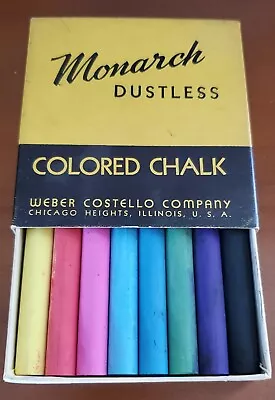NEW Vintage 1950s MONARCH Dustless Colored CHALK Weber Costello CHICAGO Heights • $10